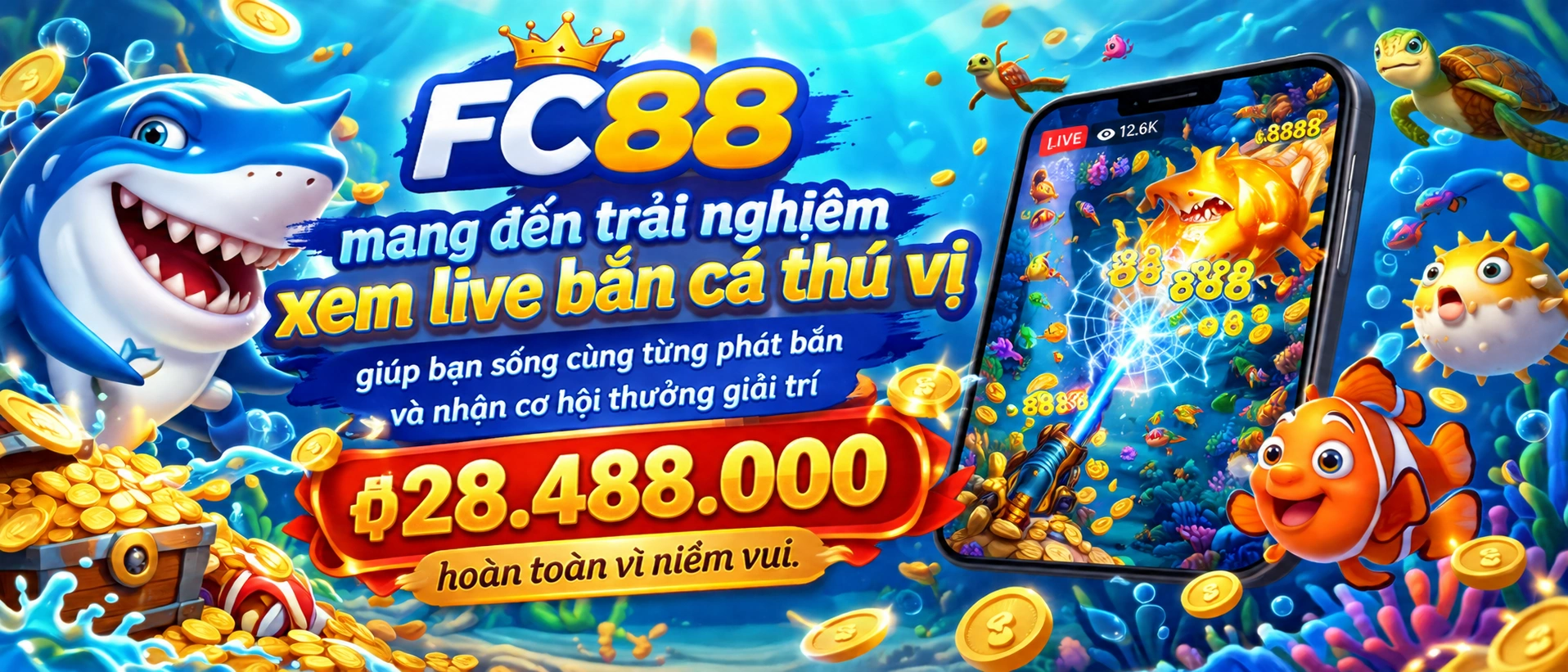 Game bắn cá 3D với hiệu ứng ánh sáng và mục tiêu lớn