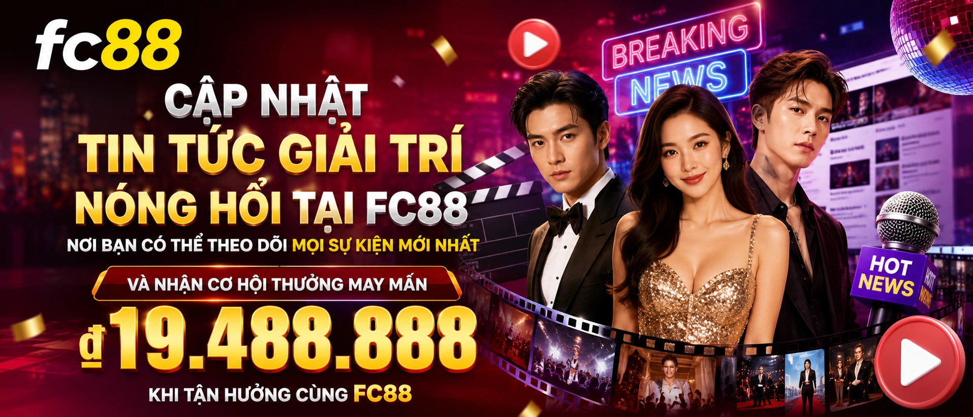 Giao diện trang tin tức FC88 trên mobile với các mục cập nhật và khuyến mãi
